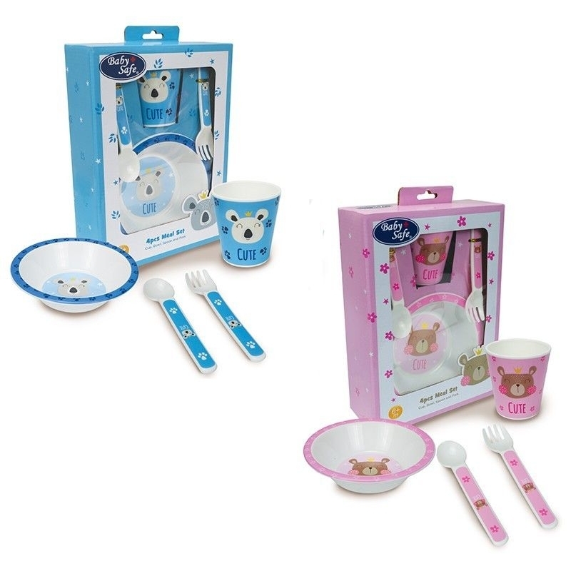 Set Peralatan Makan Bayi / Set Tempat Makan Bayi Baby Safe / Set Tempat Makan Bayi Lengkap 4 Pcs