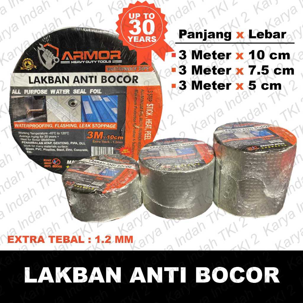 Lakban Anti Bocor ARMOR 3 Meter Waterproof Tape Super Kuat Atap Asbes Bocor PVC Seng Waterproofing A