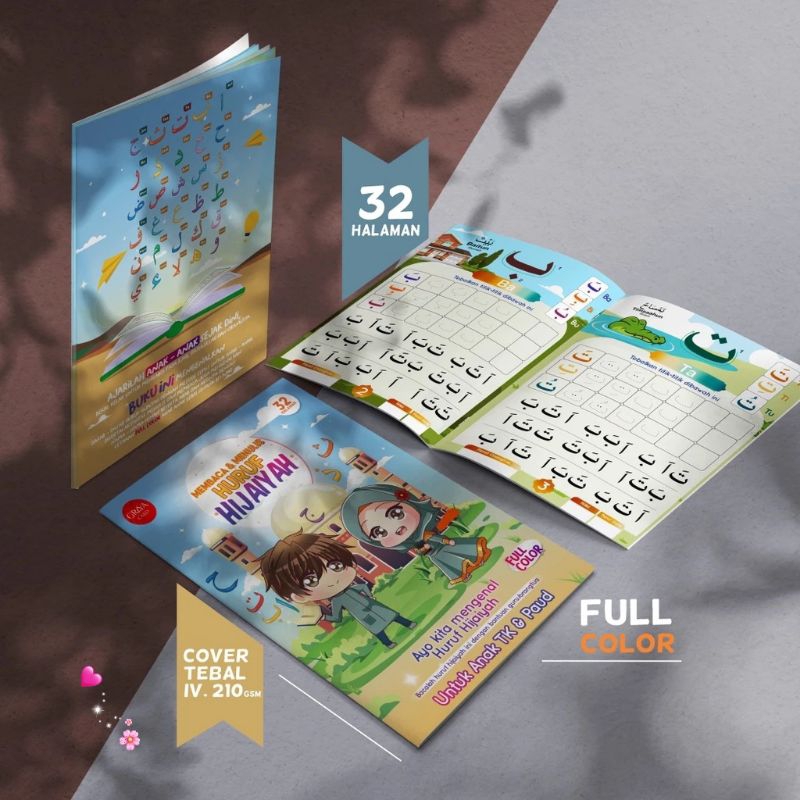

BUKU MEMBACA MENULIS 32 HALAMAN FULL COLOUR BELAJAR MENULIS HURUF HIJAIYAH