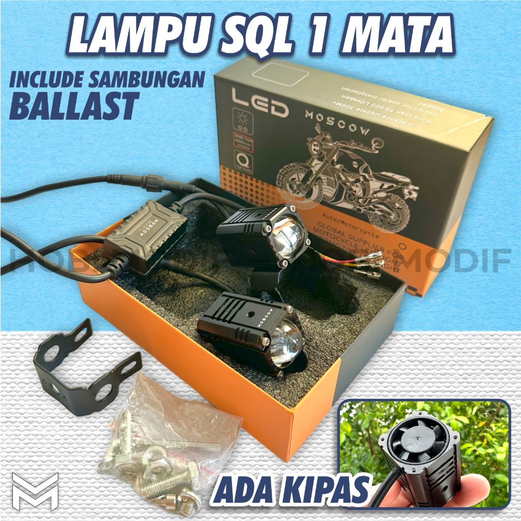 LAMPU TEMBAK SQL 1 MATA  / LAMPU SOROT LAMPU MOTOR VARIASI LAMPU BODY BESI 2 MODE WARNA HIGH LOW QUA