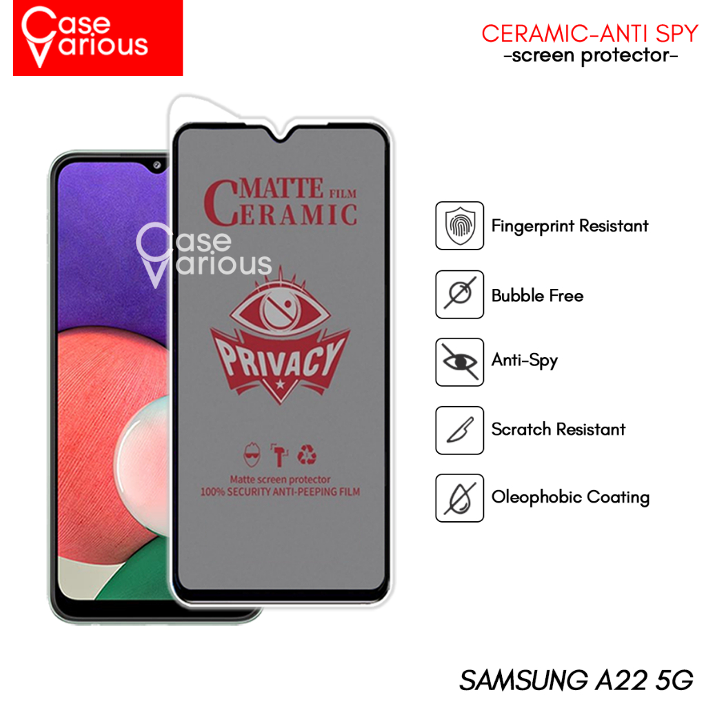 Anti Gores Privacy Samsung A22 5G Anti Spy Screen Protector