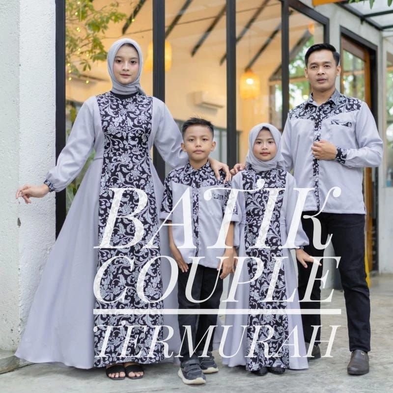 Couple keluarga syari muslimah dress gamis couple baju couple pasangan gaun pesta muslimah batik