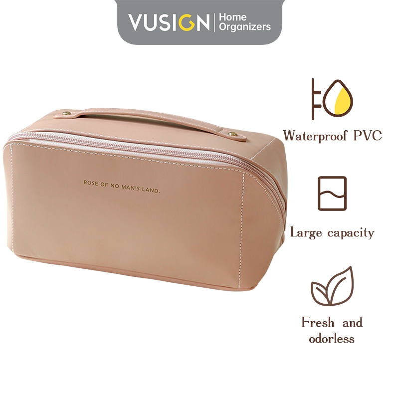 Vusign Tas Kosmetik Kulit / Leather Make Up Bag / Make Up Pouch 23 CM  VS649