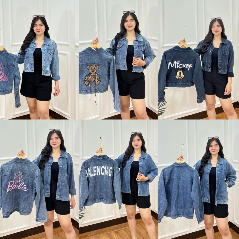 JAKET JEANS CROP WANITA || CROP RAWIS JEANS CEWEK JAKET OVERSIZE