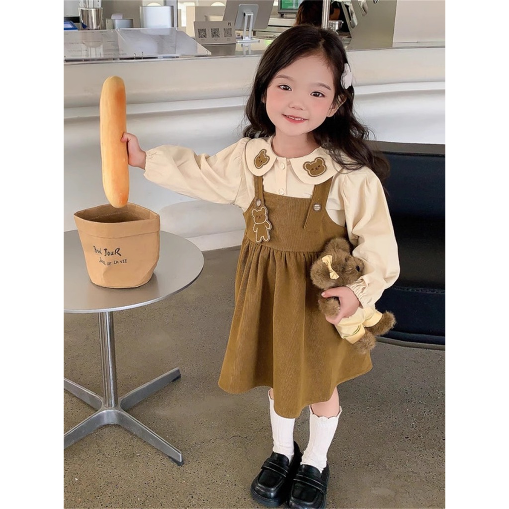 Mini Dress Overall Import Anak Perempuan Usia 1-4 Tahun | Pakaian Import Terbaru Anak Cewek Model Se