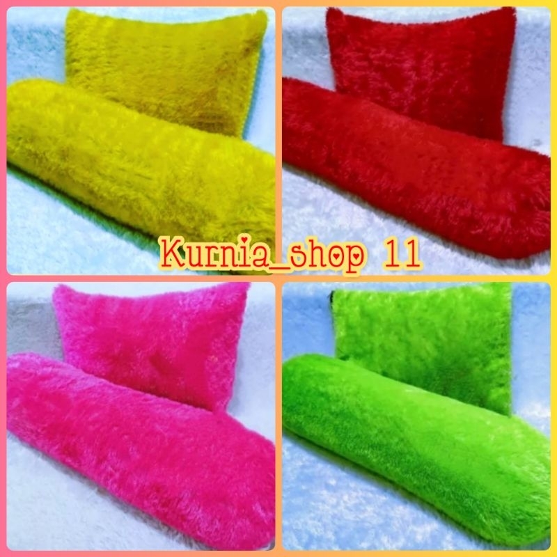 Sarung Bantal Guling 1 Set  Sarung Bantal Bulu halus Lembut  Sarung Bantal Bulu Polos  Sarung Bantal