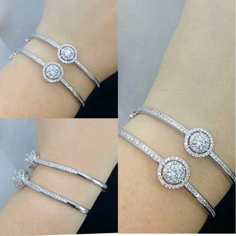 gelang titanium mata crystal silver terbaru