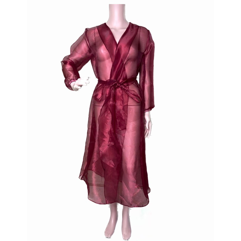 Long Outer Aisha Organza With Belt Premium Outer Wanita