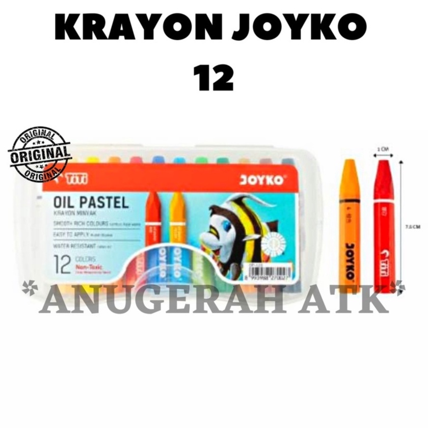 

[☄O77➢] Oil Pastels / Krayon / Crayon Titi 12 Warna Original Joyko Langsung proses