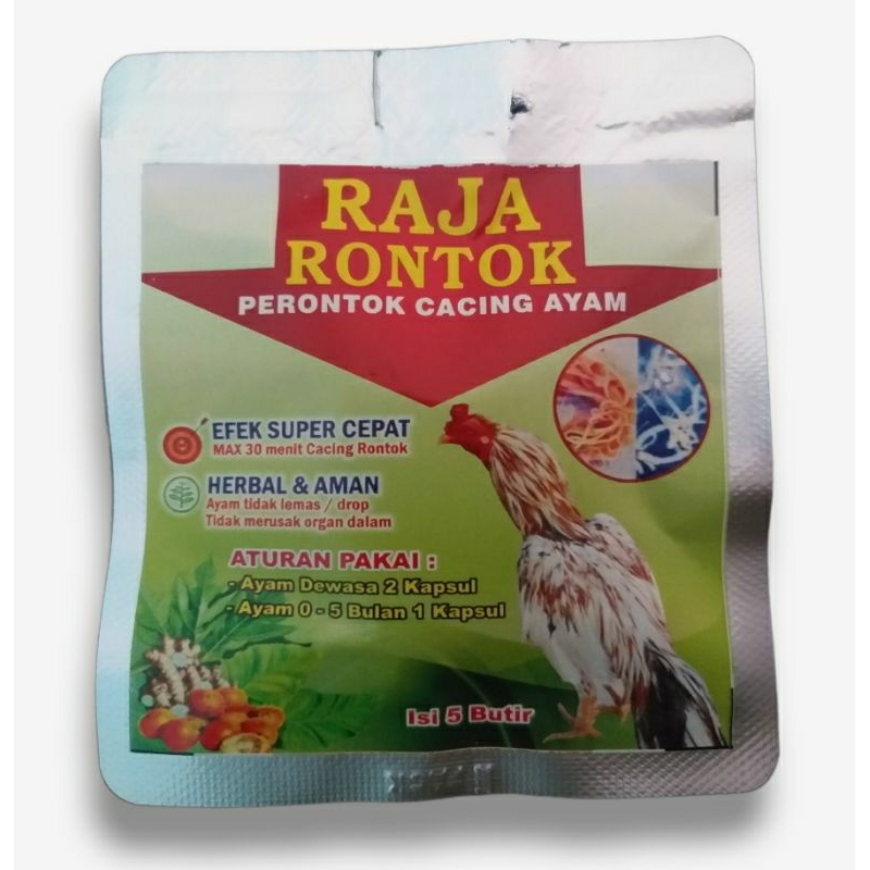 Raja Rontok (obat cacing  ayam) isi 6 kapsul
