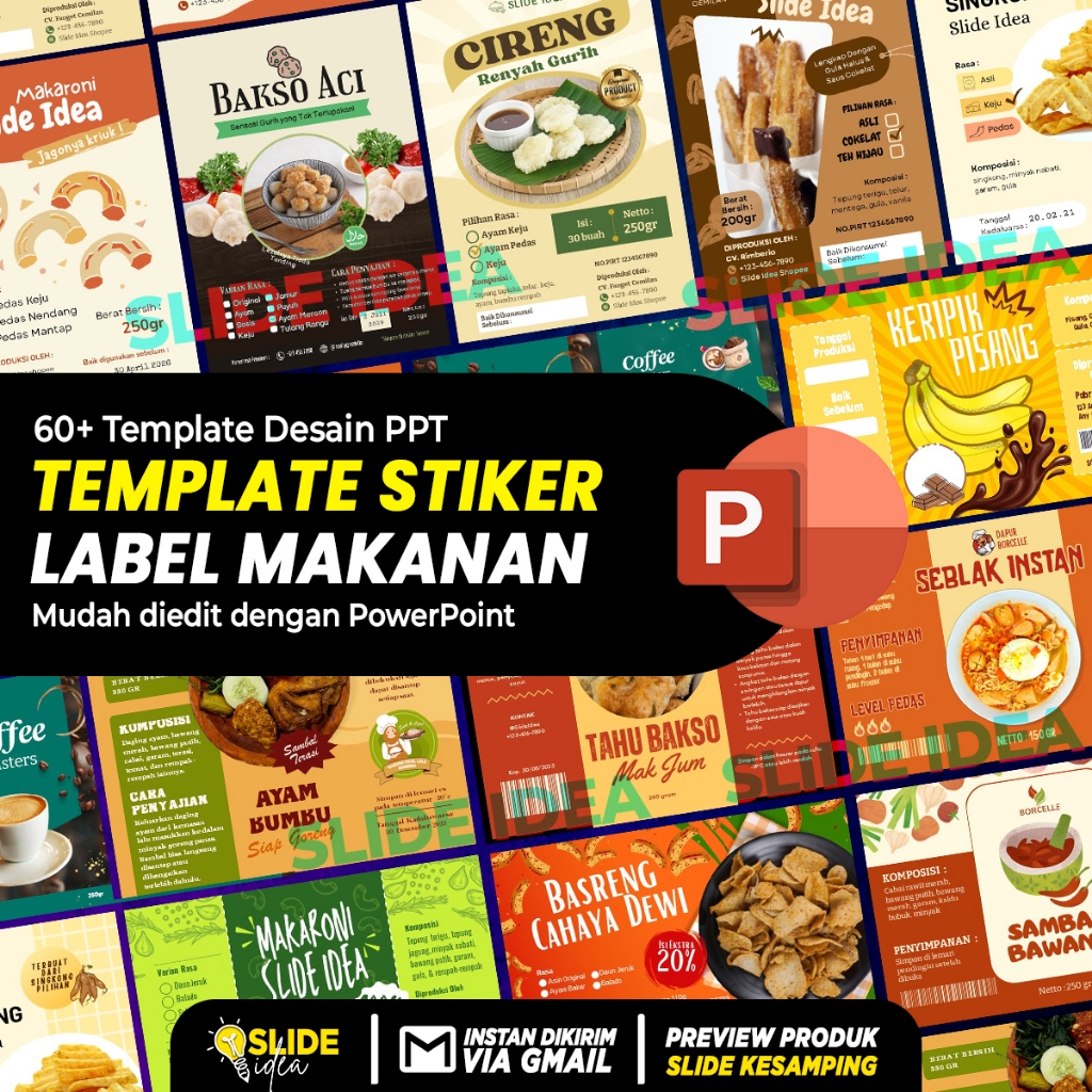 Template Desain Stiker Label Kemasan Jajanan Makanan Minuman Snack