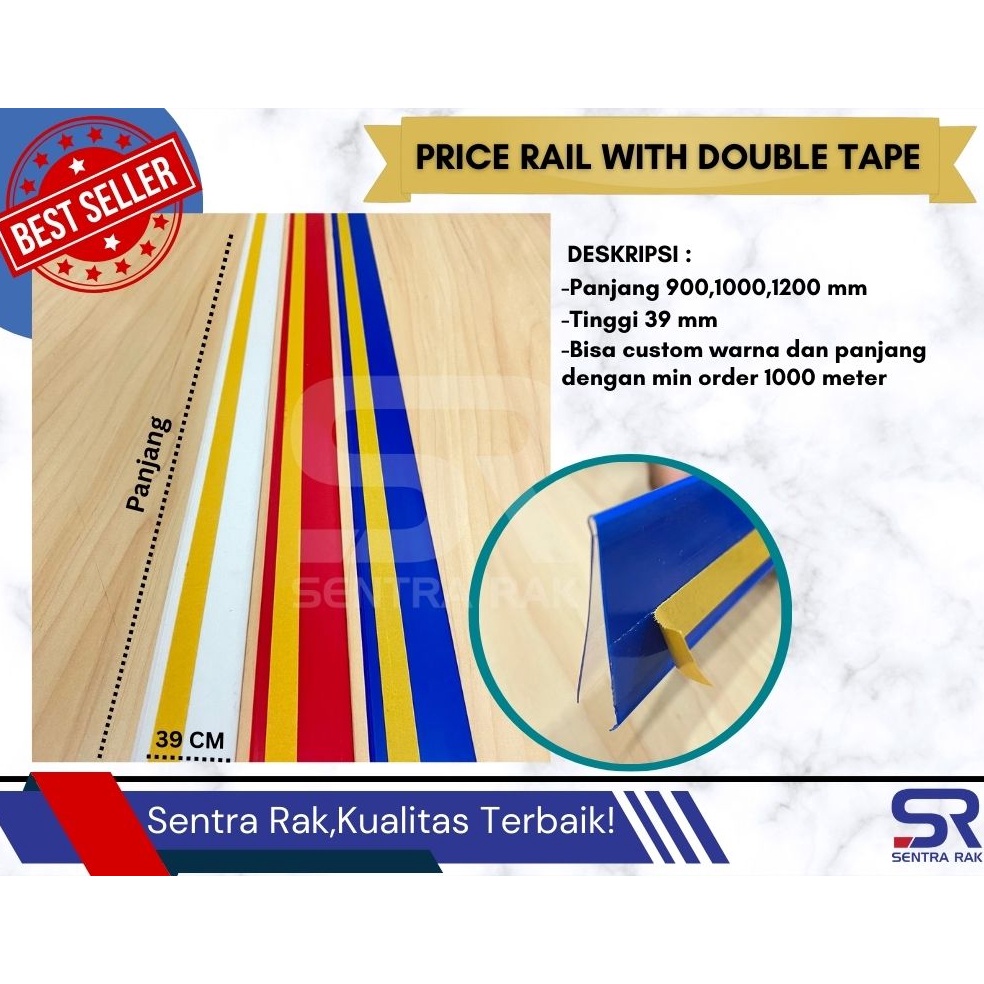 

L4r!s Price rail/ Price Card/ Label Harga tipe Double Tape 90 cm Top Discount