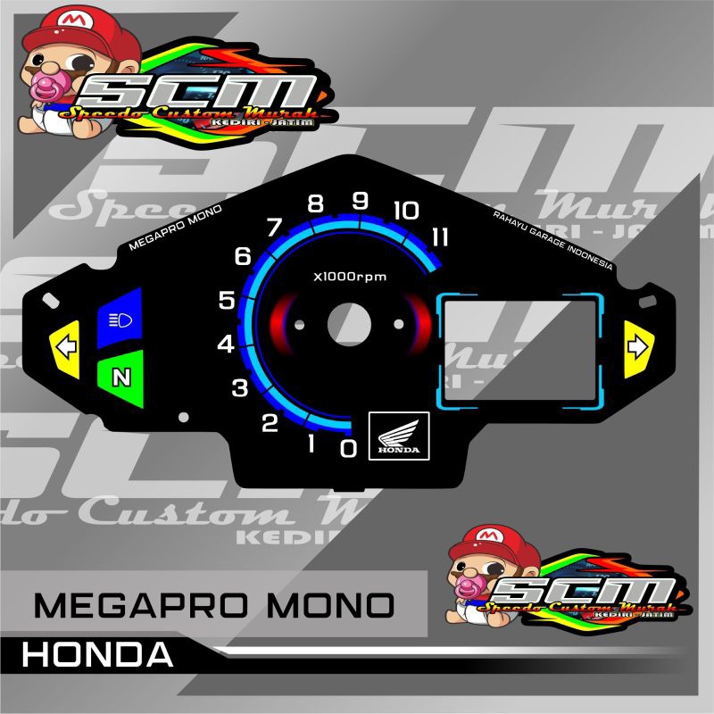 Papan speedometer Megapro Mono panel spidometer custom Megapro Mono