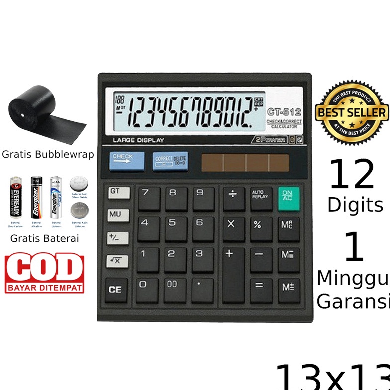 

✧ Kalkulator CITIZEN CT 512 12 Digit - Calculator Check Dual 2 Power 8250