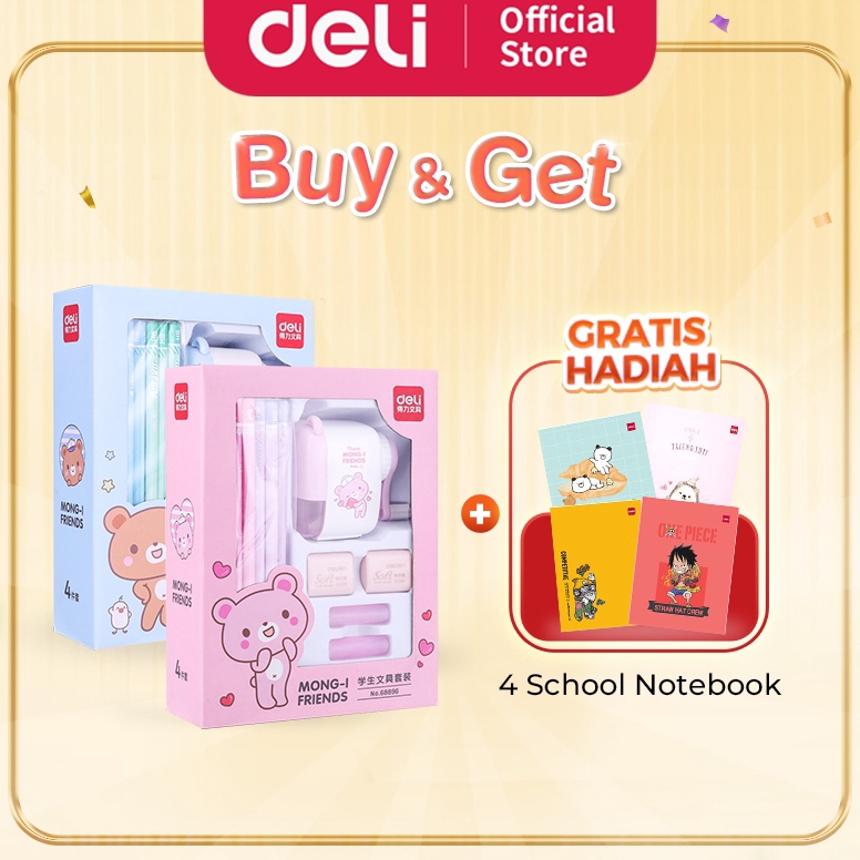 

Terkini.. Deli Stationery set 4 in 1 rautan pensil 12pcs pensil 2 penghapus dan 2 penutup pena 68896 34