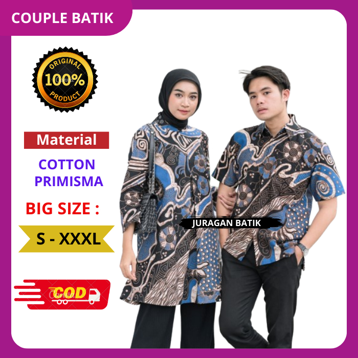 BATIK ALUNA PREMIUM Atasan Tunik Batik Couple Motif Terbaru CBA 022 Baju Batik couple Sarimbit Konda