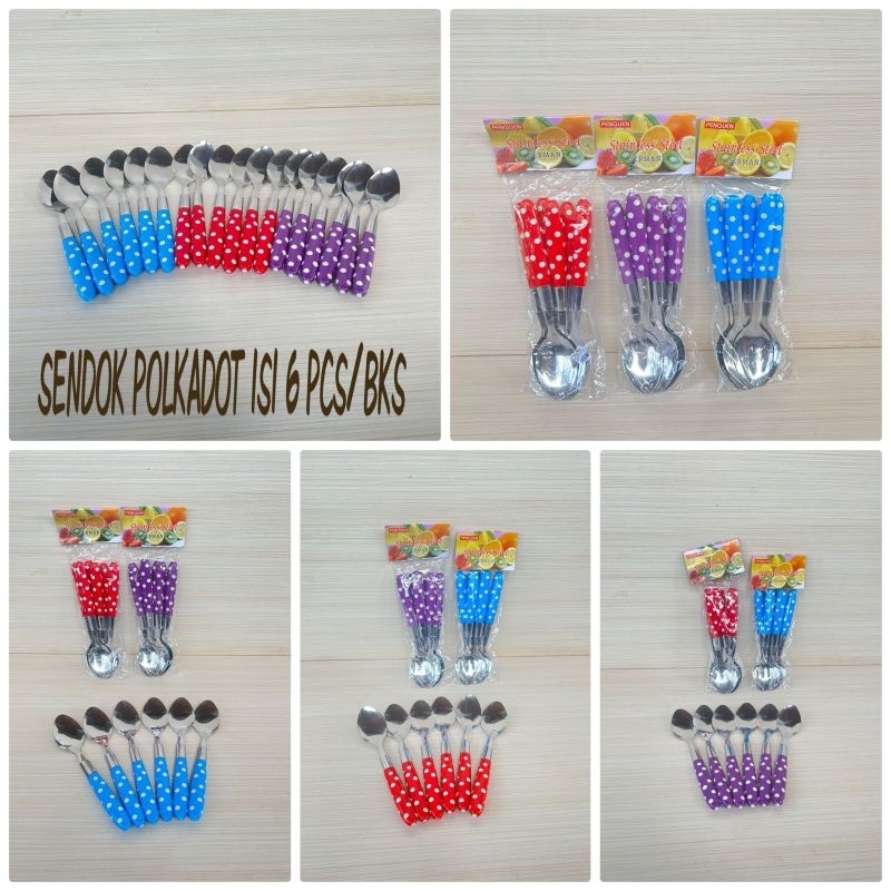 sendok polkadot isi 6pcs / sendok makan cantik