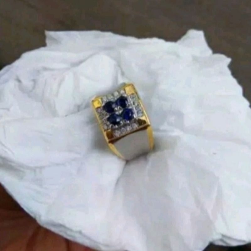 cincin perak pria handmade berlian hitam keliling berlian erofa
