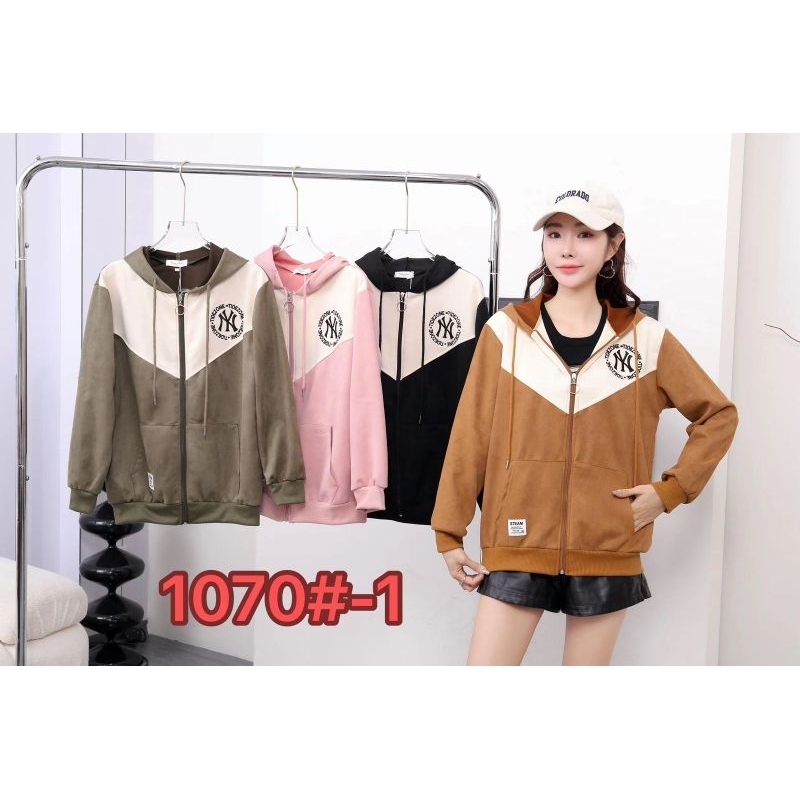 Outfit / outter jacket hoodie cardigan import premium model kekinian bahan suede 1070#-1 1070#-2