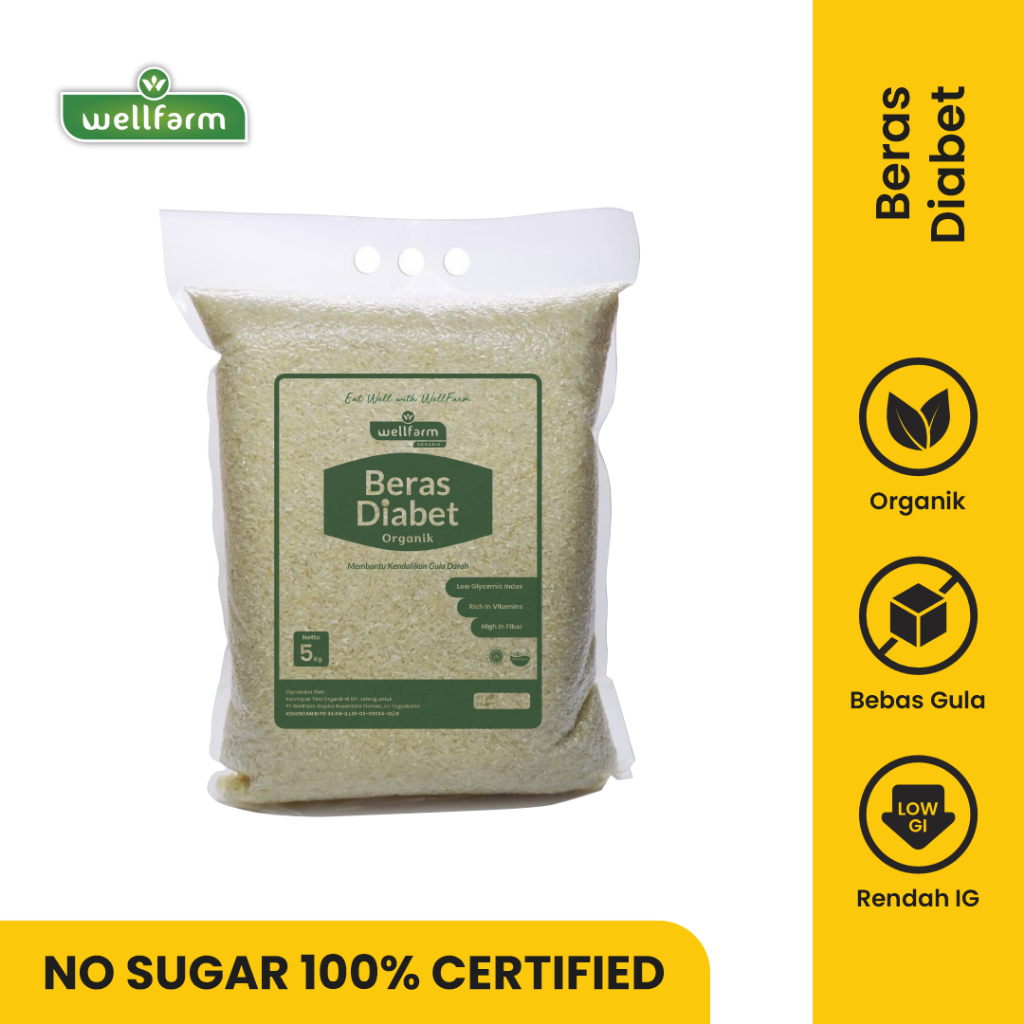 Beras DIABET  5KG hemat/ DIABETIC Rise 100%Organicly super premium Varietas Khusus, sudah Bersertifi