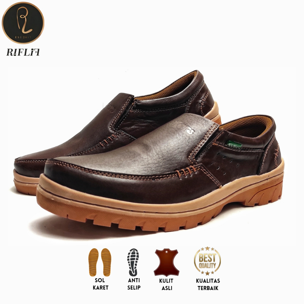 Kickers Sepatu Casual Pria Bahan Kulit Asli Istimewa