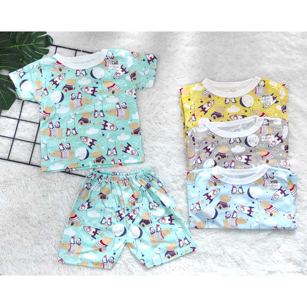 Setelan Anak Pendek-Pendek Kancing Pundak Tobetto