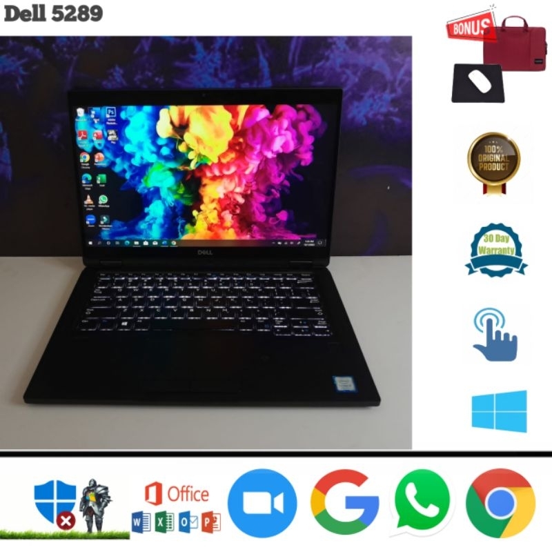Laptop Dell 5289 Intel Core i5 Gen 7 Ram 8gb SSD 256gb Keyboard Backlight - Touchscreen Flip