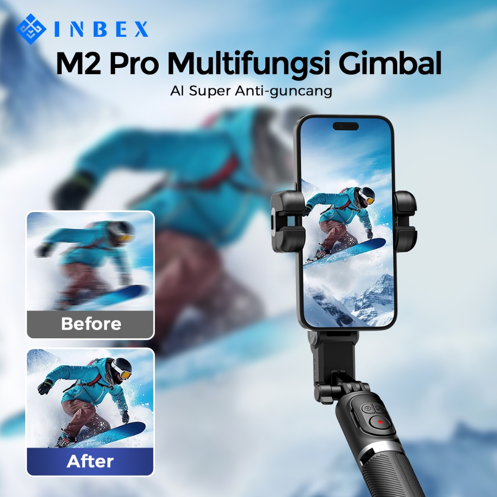 INBEX M1/M2 Gimbal Stabilizer Handphone AI Face Tracking No need APP 153cm Tongsis tripod multifunctional Stabilizer-2