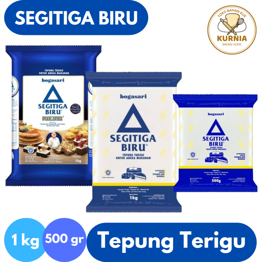 

TEPUNG TERIGU SEGITIGA BIRU KEMASAN 500gr DAN 1kg | SEGITIGA BIRU PREMIUM 1kg