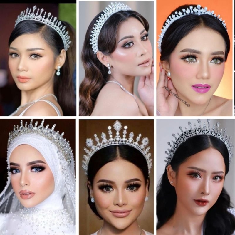 Mahkota pengantin zircon sampai telinga