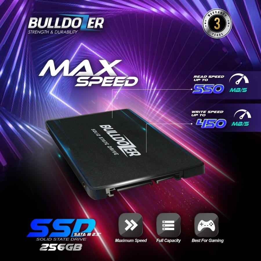 Ssd bulldozer 256gb 2.5" sata III 3.0 6Gbps for laptop pc enclosure sonic s400 s-400 - solid state d