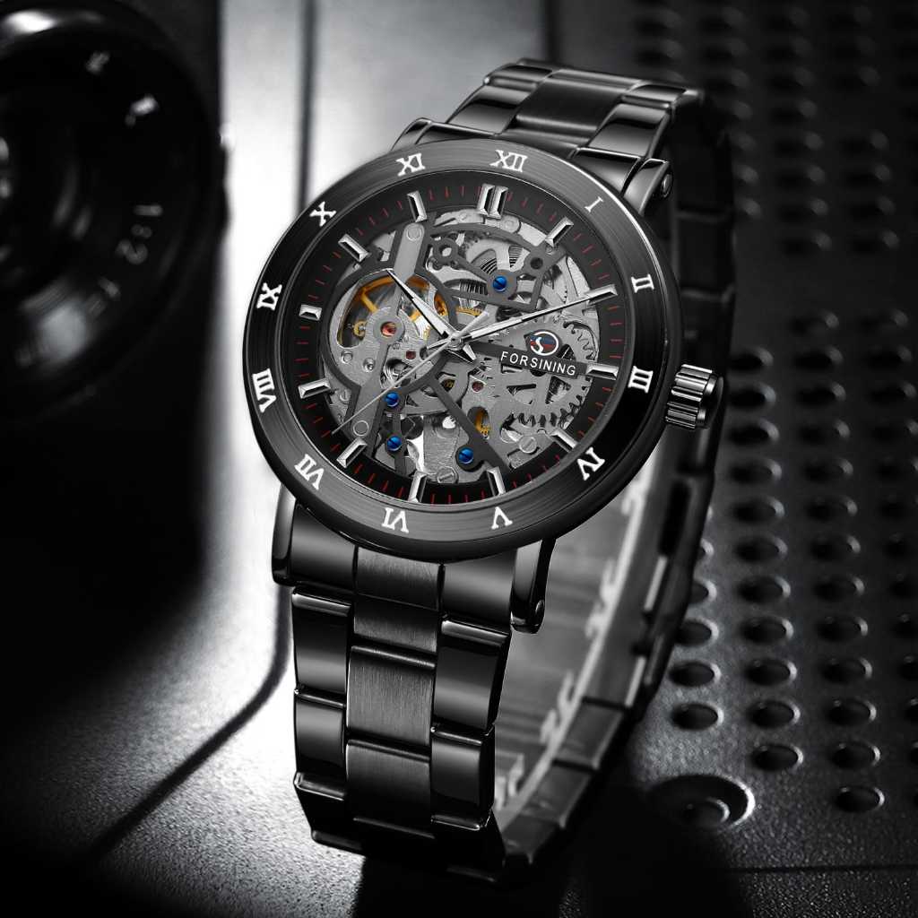 JAM TANGAN PRIA FORSINING FS-8253 AUTOMATIC WATCH/ JAM TANGAN PRIA RANTAI STAINLESS/