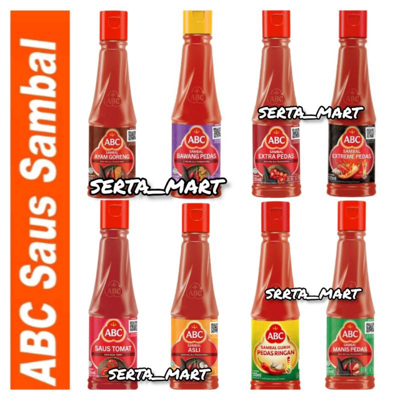 

ABC Sambal Asli / Extreme / Extra Pedas Manis / Bawang / Sambal Ayam Goreng / Saus Tomat / Botol 135ml / 270ml