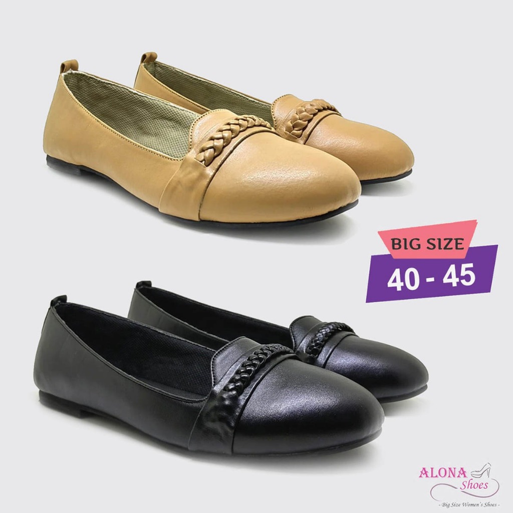 Sellena Flat Shoes Wanita Jumbo Ukuran 41-42-43-44-45 Sepatu Formal Slip on Hak Datar Sepatu Flat Wa