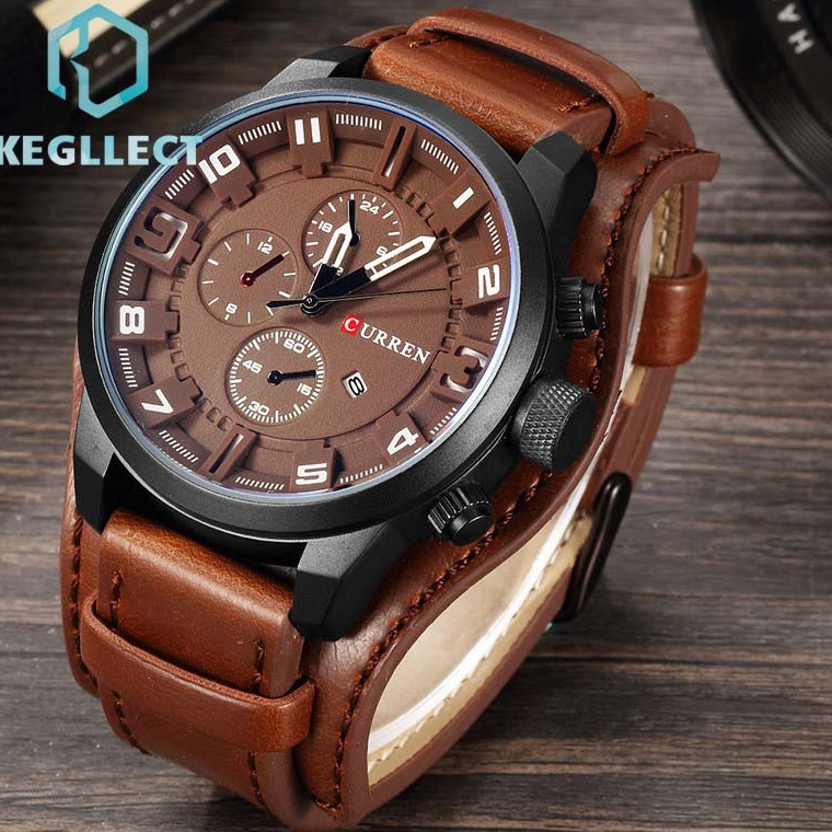 LANGSUNG ORDER CURREN 8225 Jam Tangan Pria Analog Tali Kulit graph Murah Fashion Pria Jam Men Quartz