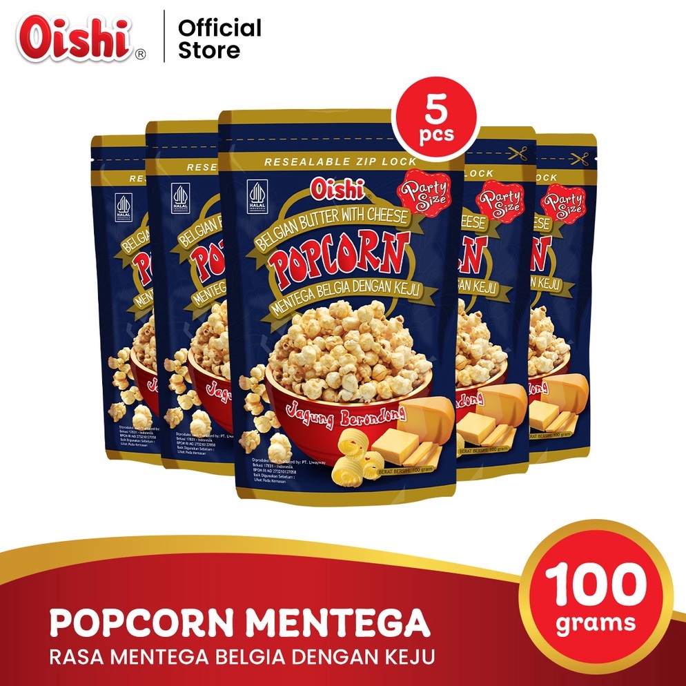 

[✏C61➤] Oishi Popcorn Mentega Belgia dengan Keju - Multipack 5pcs [210]