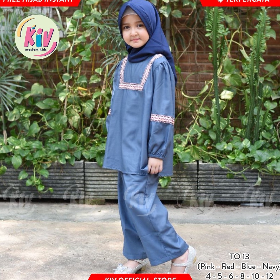 Terlaris.. KIV Tunik Anak Perempuan Katun Renda Etnik Set Celana TO 13 TO 38