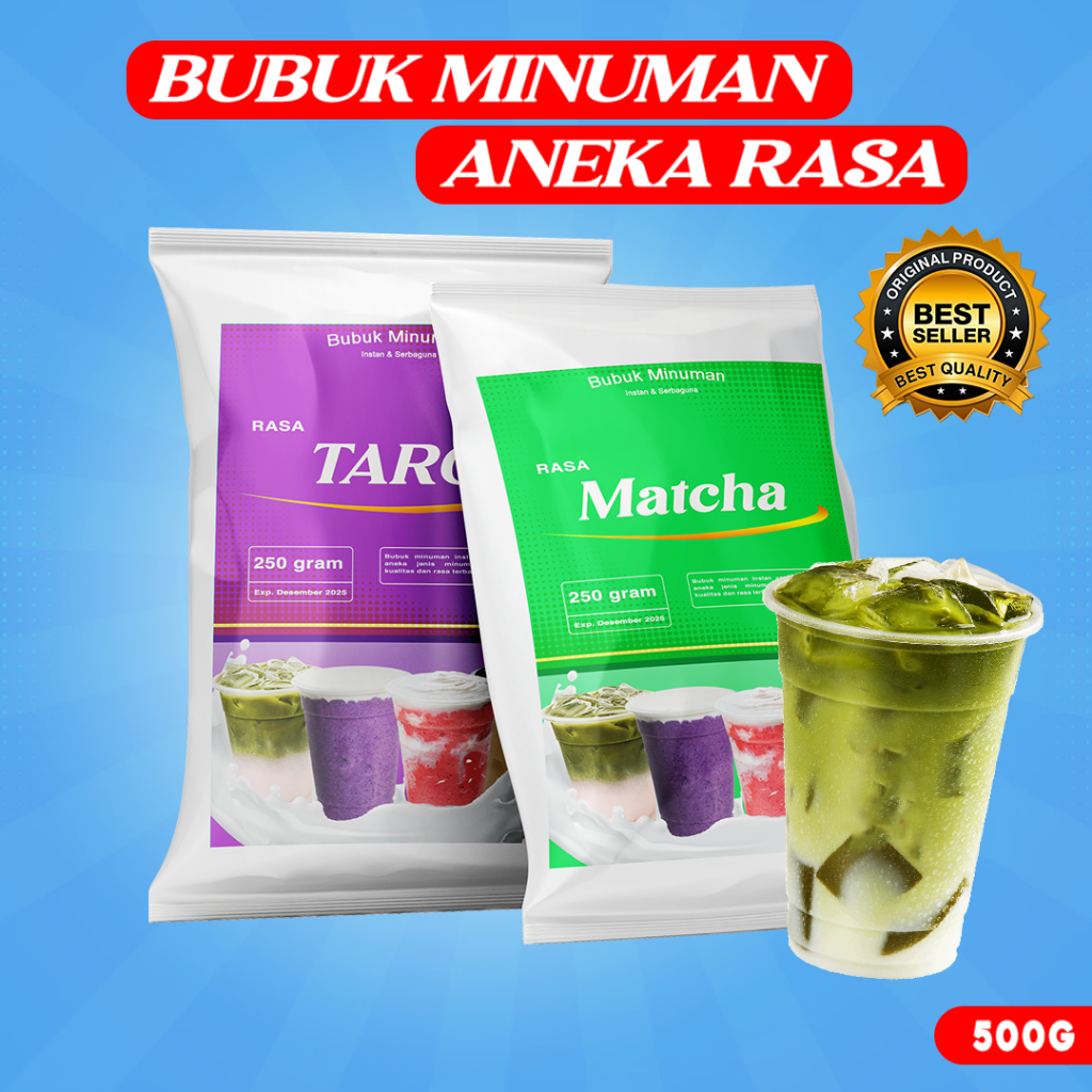 

BUBUK MINUMAN RASA 500G / BUBUK MINUMAN ANEKA RASA / SERBUK MINUMAN 500G / BUBUK MINUMAN BOBA / BUBUK MINUMAN KEKINIAN 500G / SERBUK MINUMAN KEKINIAN