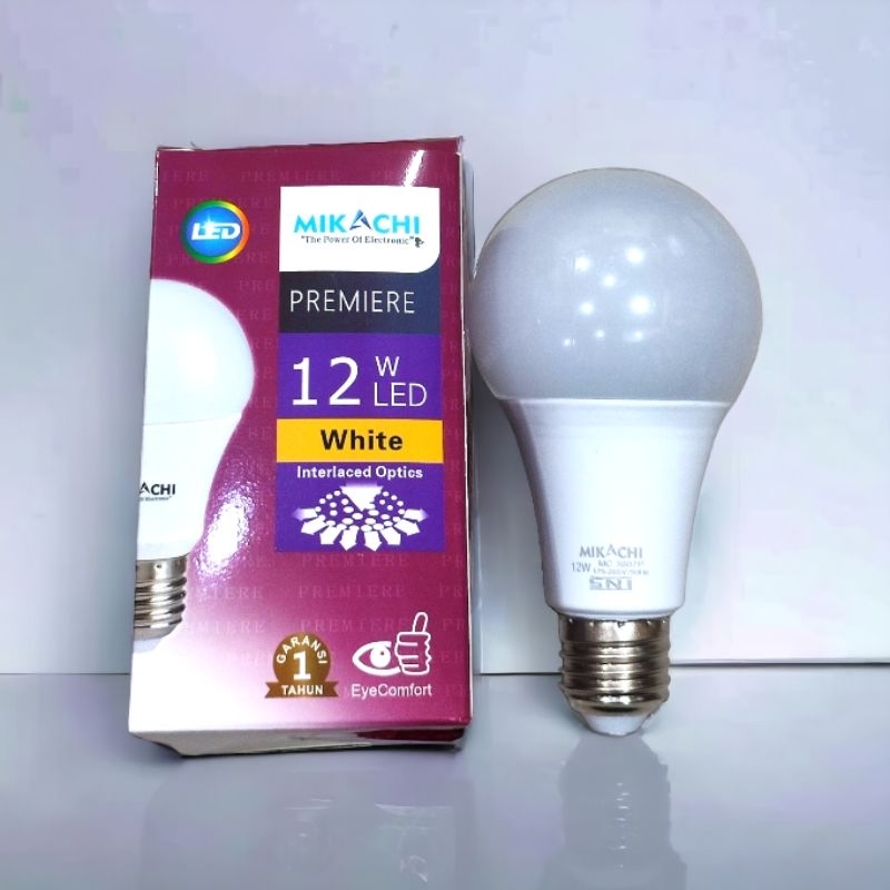 Lampu LED Mikachi 12 Watt / Lampu Bohlam LED Mikachi Garansi 1 tahun - Putih