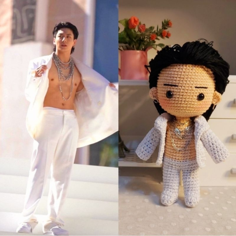 amigurumi BTS Jungkook 3D, boneka rajut jungkook