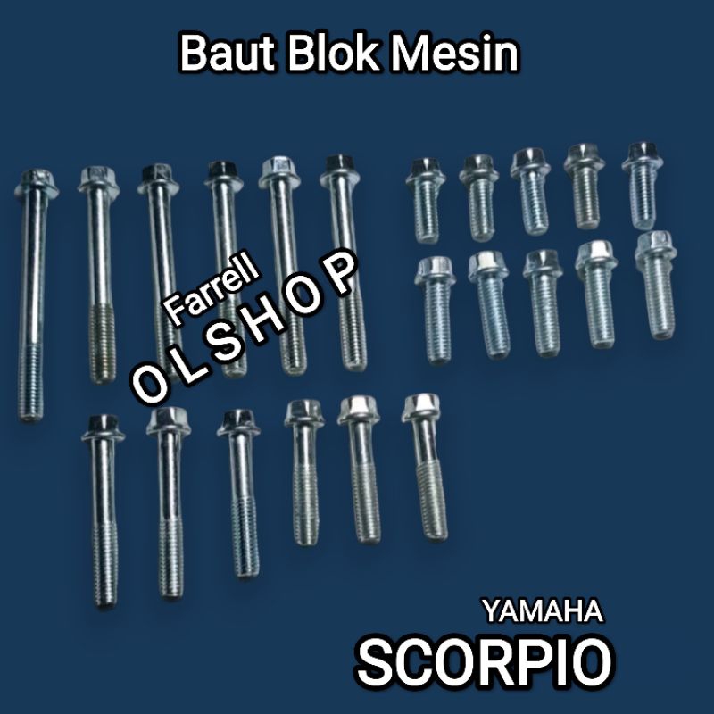 Baut Baud Blok Mesin Bak Mesin Yamaha Scorpio Set