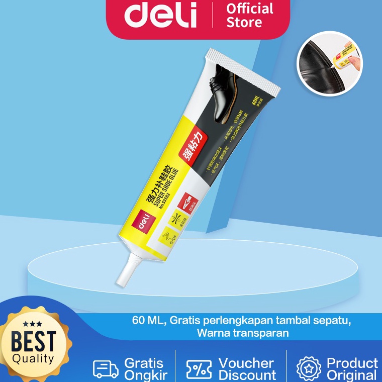 

[☝X66&] Deli Super Glue / Lem Sepatu / Lem Serba Guna 60 ML Perlengkapan Tambal Sepatu 53582 Limited