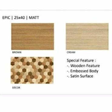Keramik 25x40 Matt Satin Motif Kayu Epic Brown Kw2