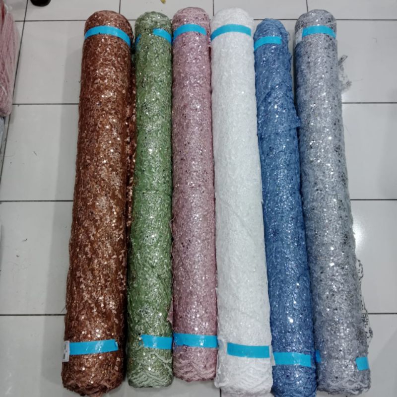 BAHAN TILLE SEQUIN BORDIR PAYET / TILE PAYET BUNGA