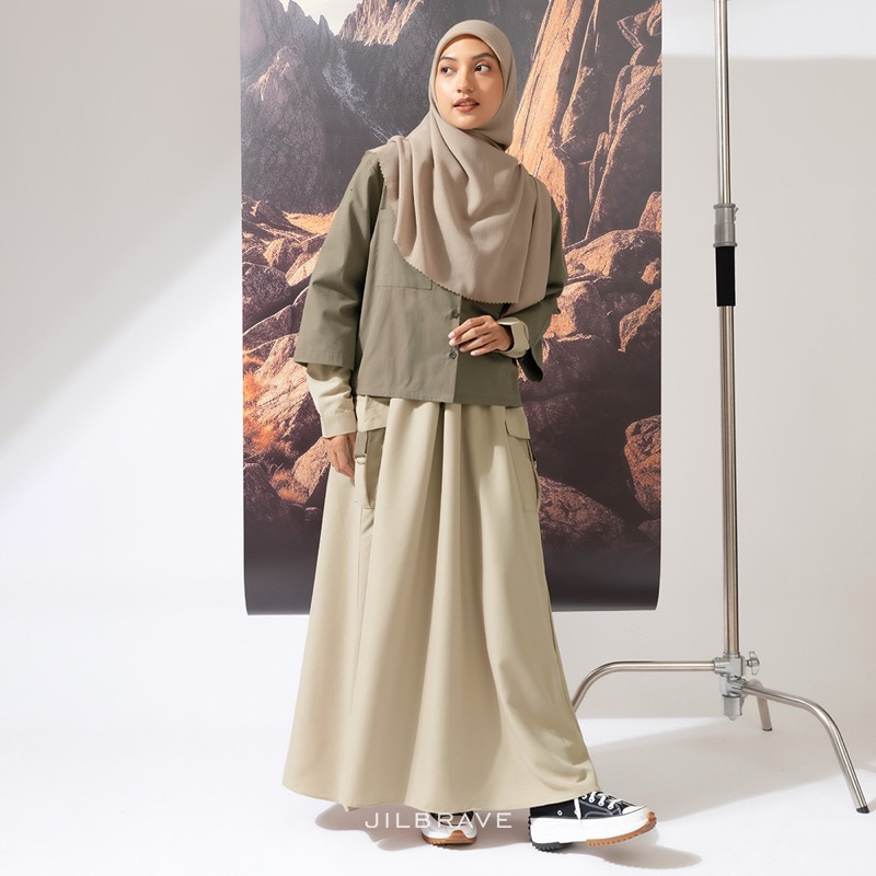 Ishana Dress Preloved Jilbrave//gamis cargo//gamis syar’i//gamis outer
