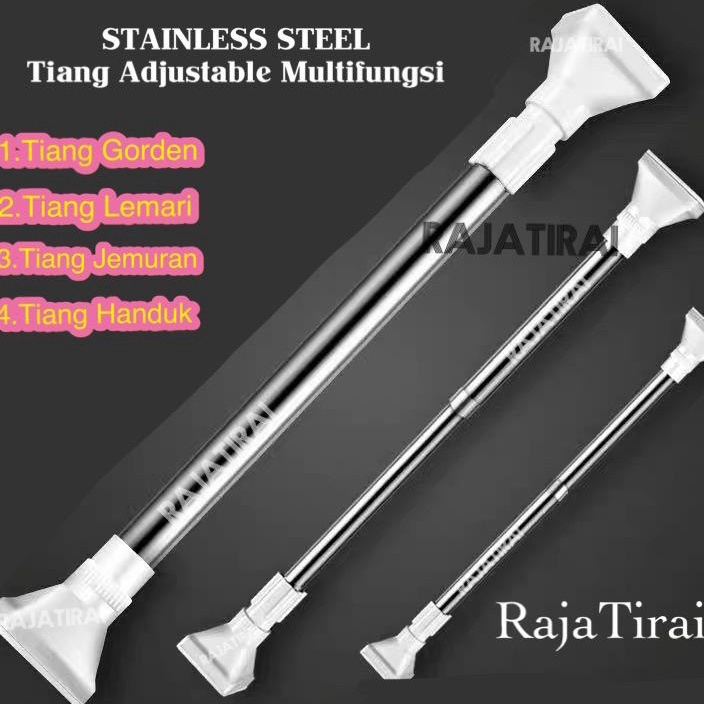 Kode ZIL739 TIANG PIPA TONGKAT STAINLIST FLEKSIBEL 50CM-420CM TANPA PAKU /TIANG HORDEN GORDEN GORDEN