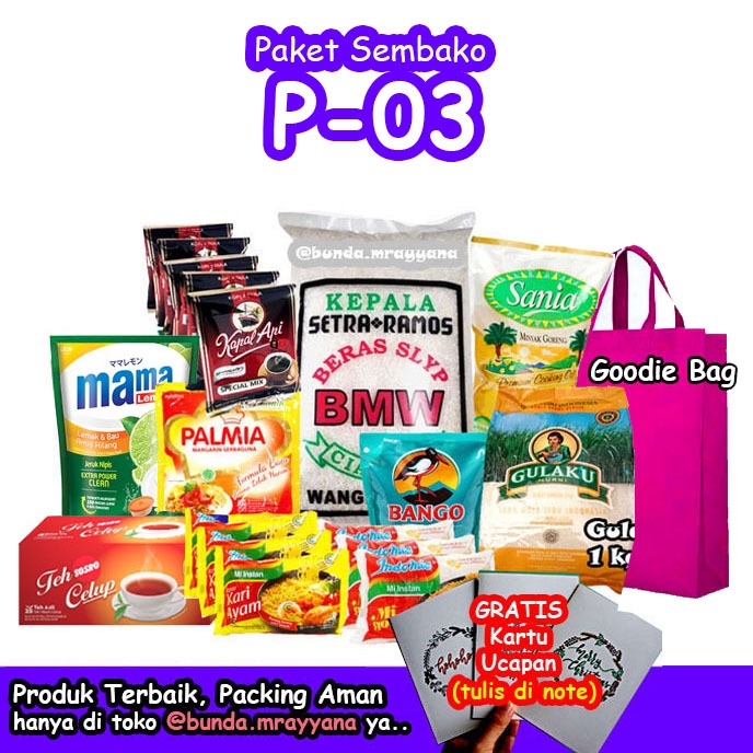 [#P-03] Paket Sembako (beras gula kopi) hampers parsel belanja bulanan lengkap