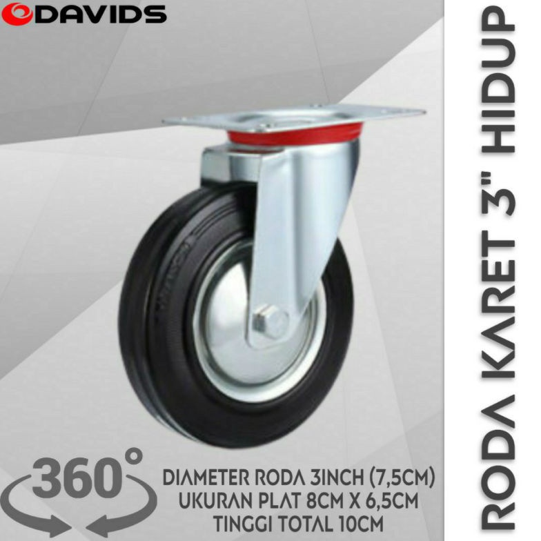 Produk Roda Troli Gerobak Etalase Mesin Cuci Kulkas Caster 3 Inch Karet Ban Lemari Hidup CFN