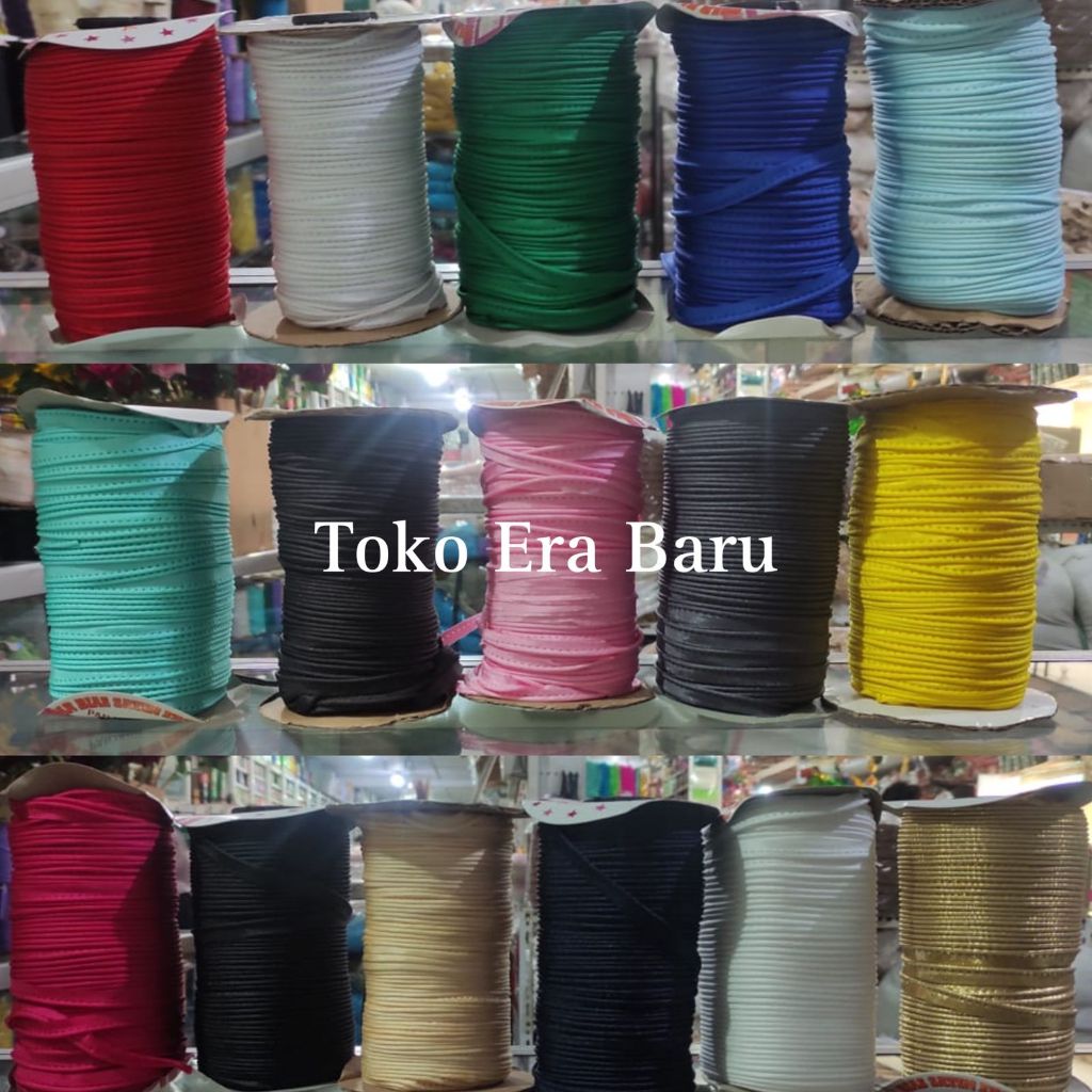 BISBAN BAHAN SATIN ISI 90 YARD PER ROLL BERBAGAI WARNA (8mm)