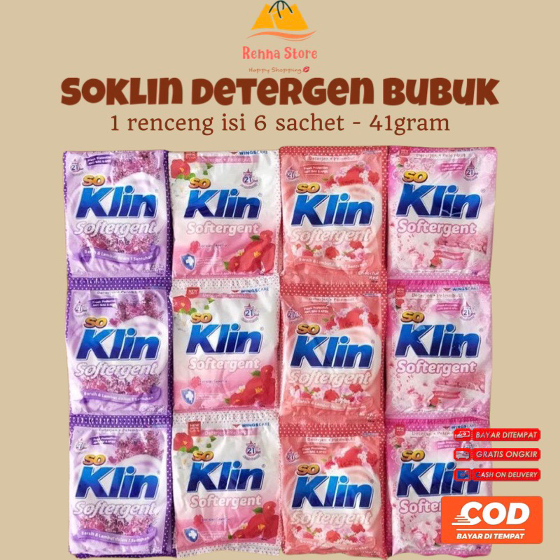 36sachet SoKlin DAIA Softergent PK 41gr Detergen Bubuk